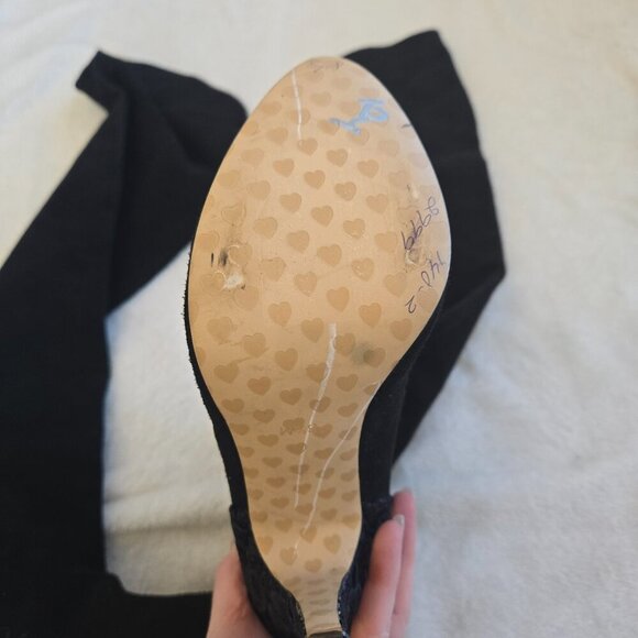 Betsey Johnson Over The Knee Leather Suede High Heel Boots Black Size 8 1/2 - Picture 8 of 10